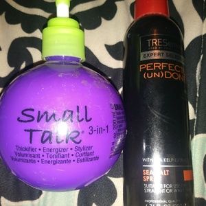 Lot of hair product and brand new blush